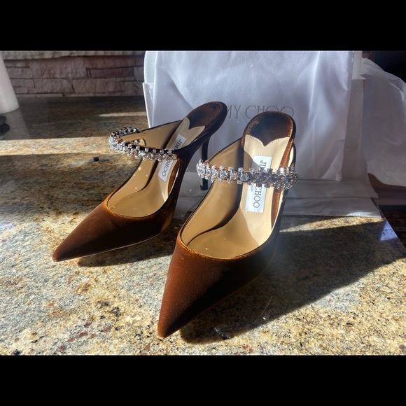 SOLD OUT Jimmy Choo Women's Bing 100 Pointed Toe Velvet High Heel Mules - Picture 9 of 9